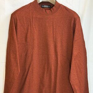 NWOT Carnoustie Men's Mock Neck Long Sleeves Pullover Shirt - Copper Brown - XL